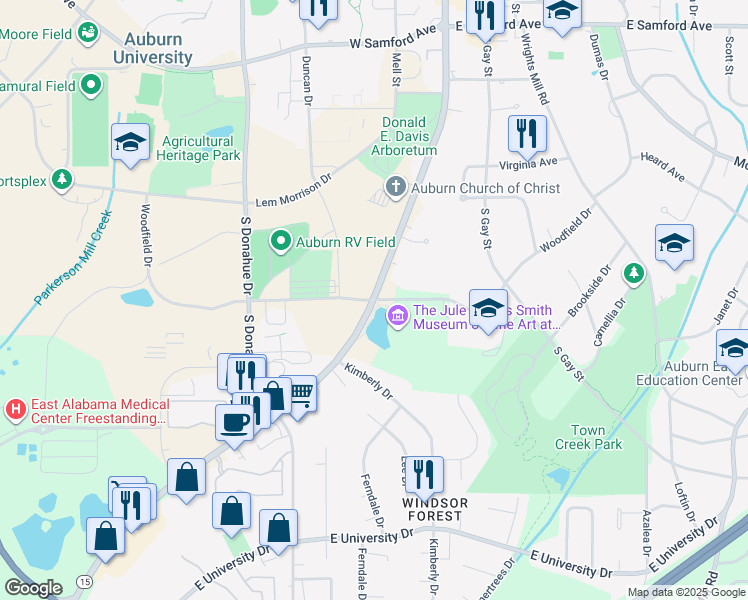 map of restaurants, bars, coffee shops, grocery stores, and more near 29 Woodfield Drive in Auburn