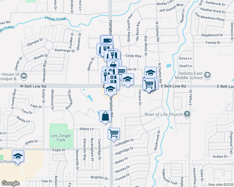 map of restaurants, bars, coffee shops, grocery stores, and more near in DeSoto