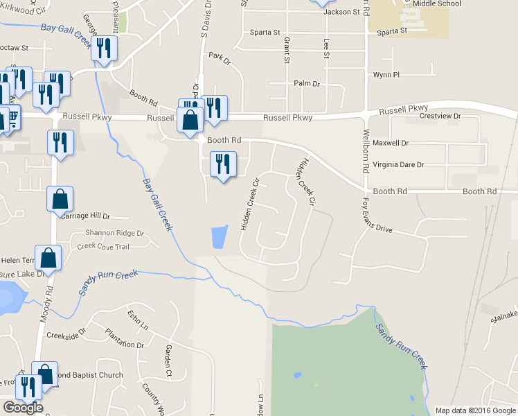 map of restaurants, bars, coffee shops, grocery stores, and more near 105 Timber Mill Ct in Warner Robins