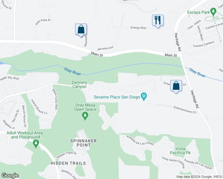 map of restaurants, bars, coffee shops, grocery stores, and more near 465 Whalers Ct in San Diego