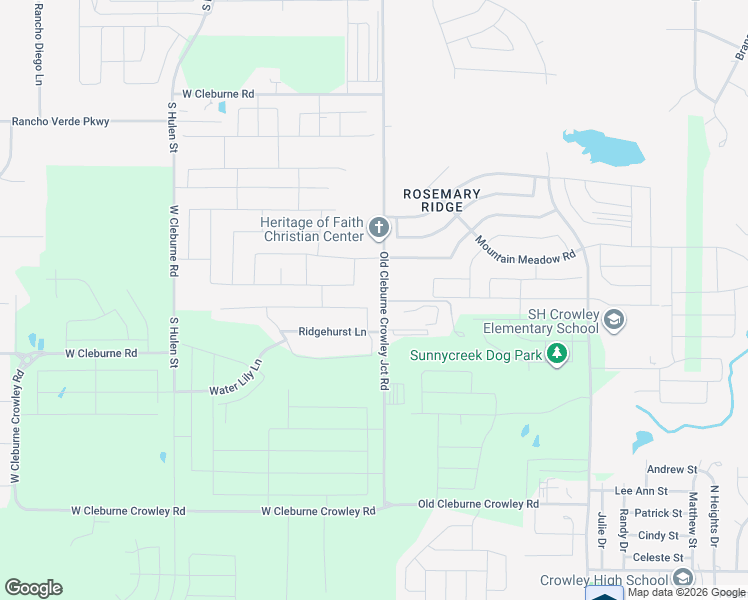 map of restaurants, bars, coffee shops, grocery stores, and more near 10496 Old Cleburne Crowley Junction in Crowley