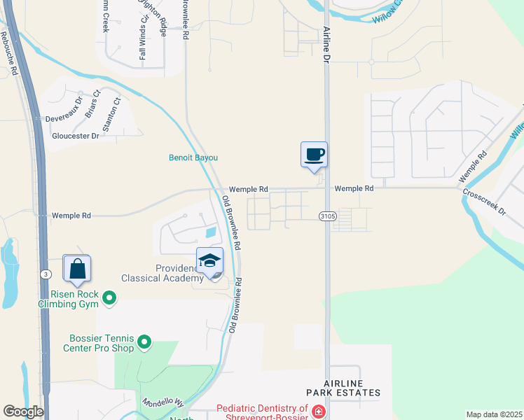 map of restaurants, bars, coffee shops, grocery stores, and more near 130-156 Wemple Road in Bossier City