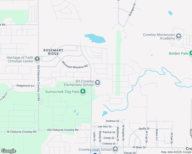 map of restaurants, bars, coffee shops, grocery stores, and more near 10525 McCart Avenue in Crowley