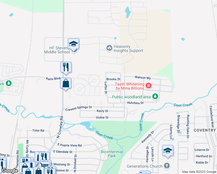 map of restaurants, bars, coffee shops, grocery stores, and more near 629 Shotwell Street in Crowley