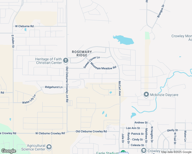 map of restaurants, bars, coffee shops, grocery stores, and more near 4220 Dublin Ridge Drive in Crowley