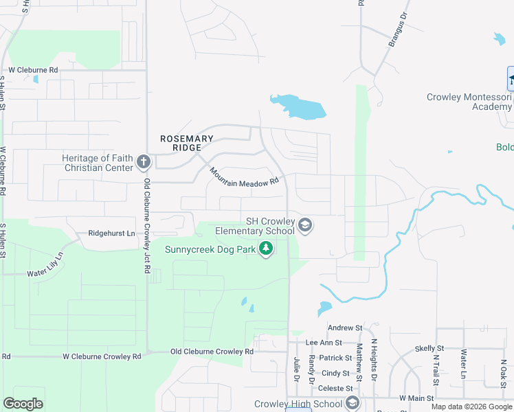 map of restaurants, bars, coffee shops, grocery stores, and more near 4140 Dublin Ridge Drive in Crowley