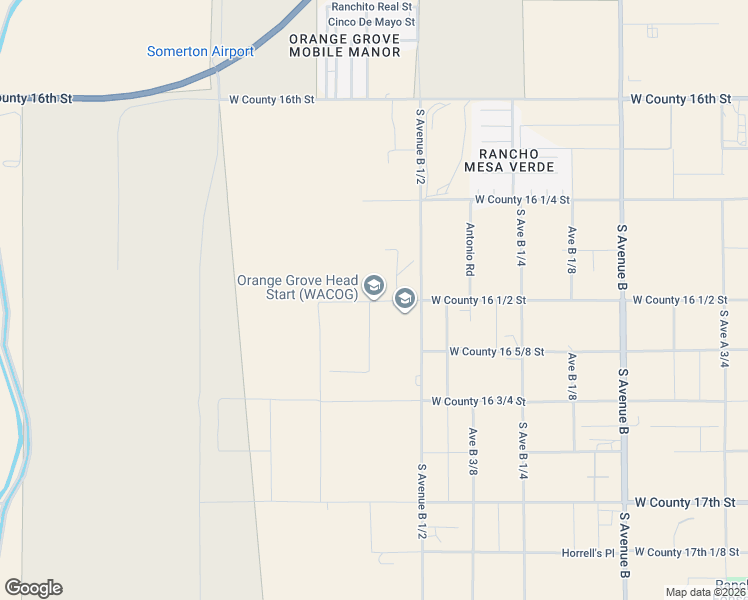 map of restaurants, bars, coffee shops, grocery stores, and more near 3552 West County 16 1/2 Street in Somerton