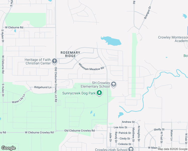 map of restaurants, bars, coffee shops, grocery stores, and more near 4140 Dublin Ridge Drive in Crowley
