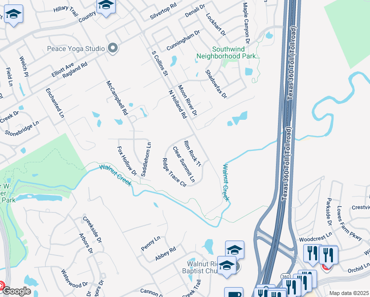 map of restaurants, bars, coffee shops, grocery stores, and more near 1807 Rim Rock Tr in Mansfield