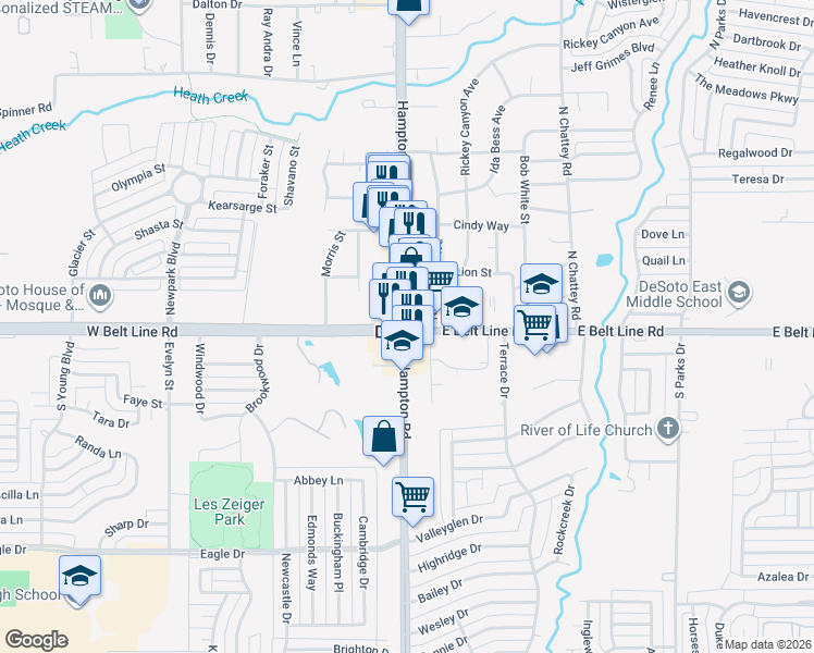 map of restaurants, bars, coffee shops, grocery stores, and more near in DeSoto