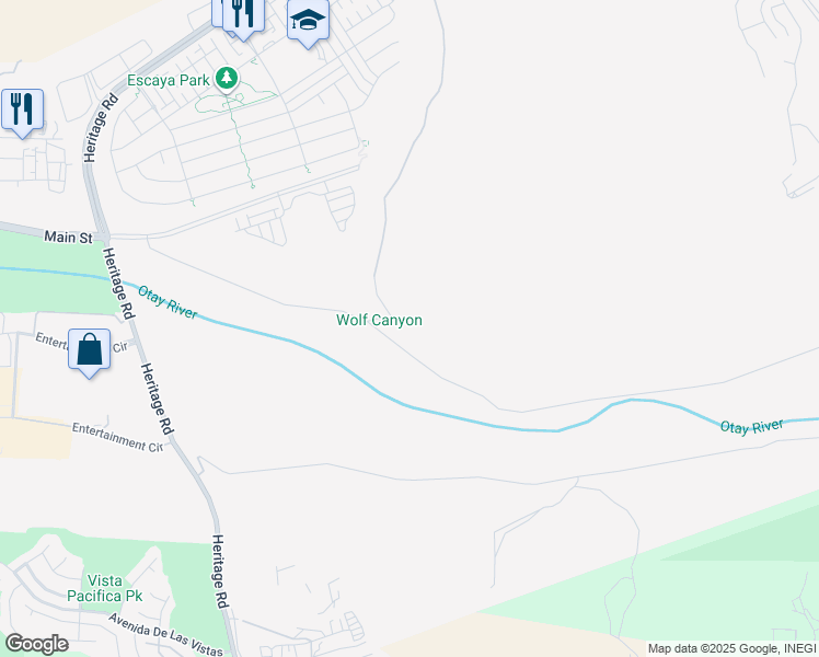 map of restaurants, bars, coffee shops, grocery stores, and more near 2275 Hard Rock Road in Chula Vista