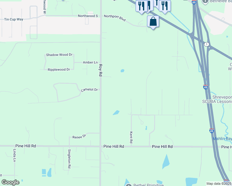 map of restaurants, bars, coffee shops, grocery stores, and more near 4171 Roy Road in Shreveport