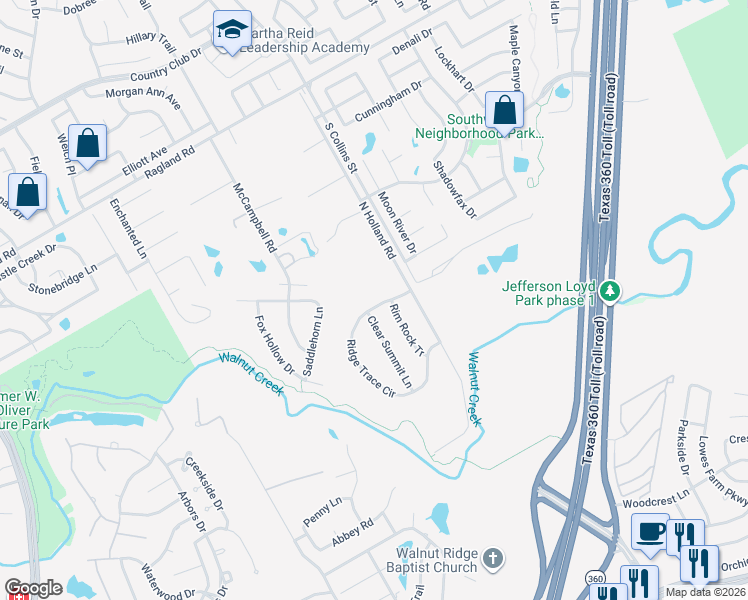map of restaurants, bars, coffee shops, grocery stores, and more near 3107 Ridge Trace Cir in Mansfield