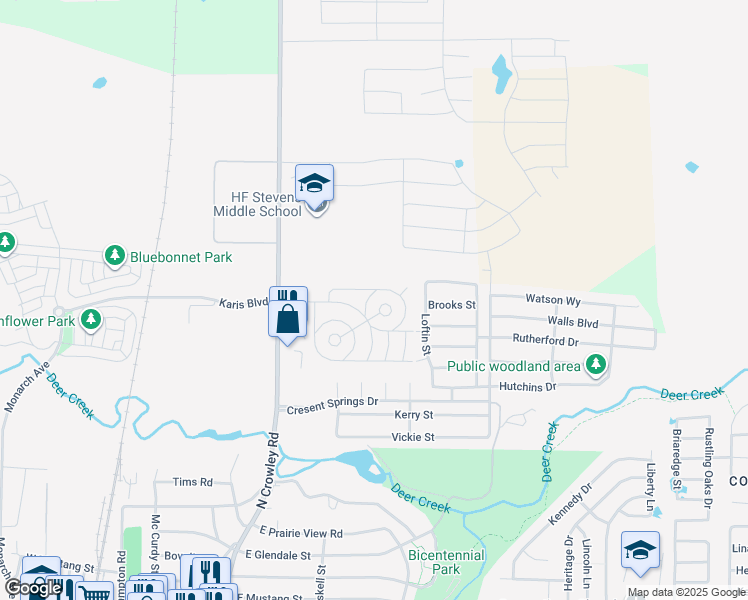 map of restaurants, bars, coffee shops, grocery stores, and more near 916 Alpine Street in Crowley