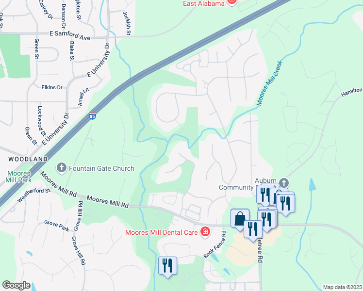 map of restaurants, bars, coffee shops, grocery stores, and more near 771 Millers Point Road in Auburn