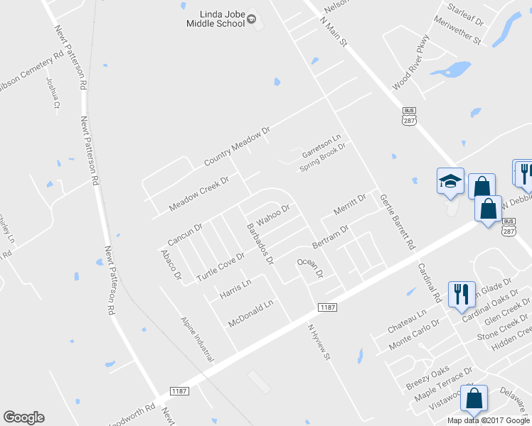 map of restaurants, bars, coffee shops, grocery stores, and more near 2004 Wahoo Dr in Mansfield