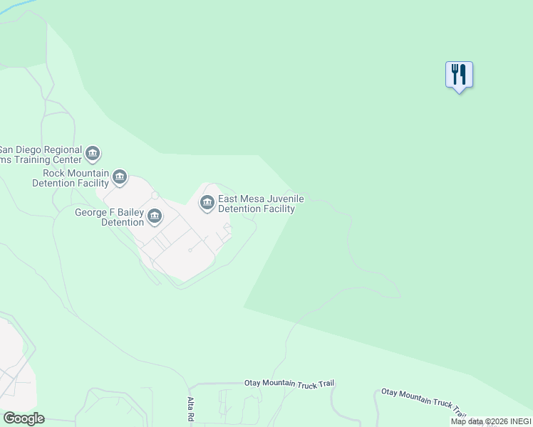 map of restaurants, bars, coffee shops, grocery stores, and more near Otay Mountain Truck Trail in San Diego