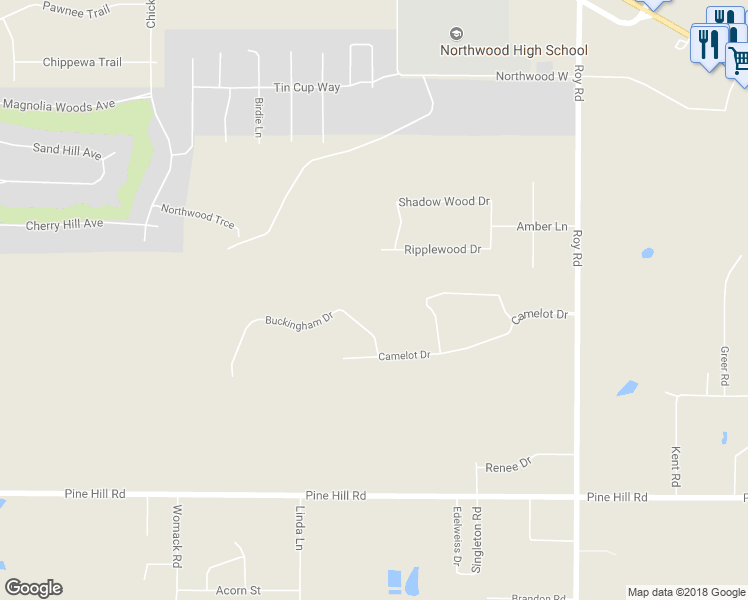 map of restaurants, bars, coffee shops, grocery stores, and more near 4575 Buckingham Dr in Shreveport