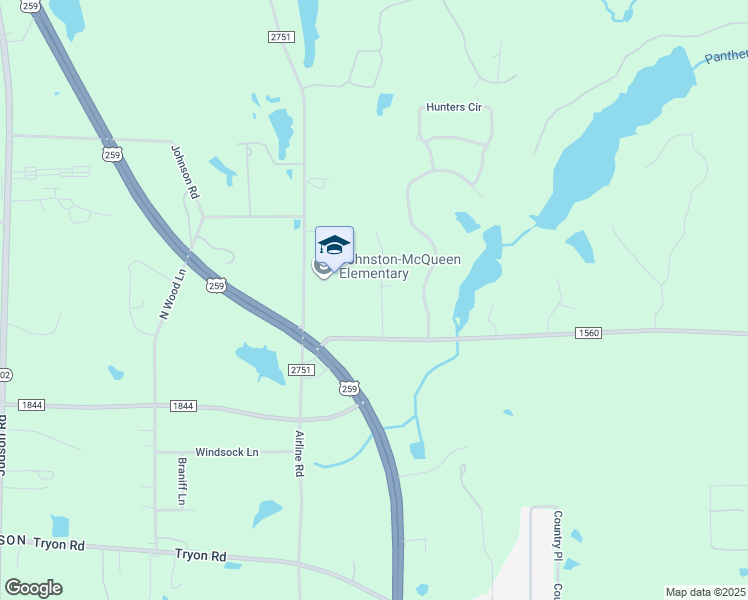 map of restaurants, bars, coffee shops, grocery stores, and more near 102 Oak Isle Drive in Longview