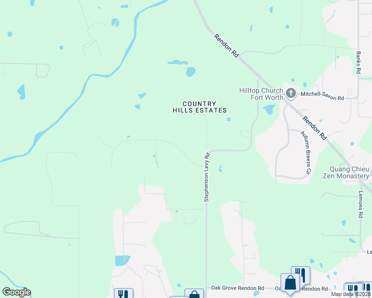 map of restaurants, bars, coffee shops, grocery stores, and more near 6120 Pecan Meadow Drive in Fort Worth