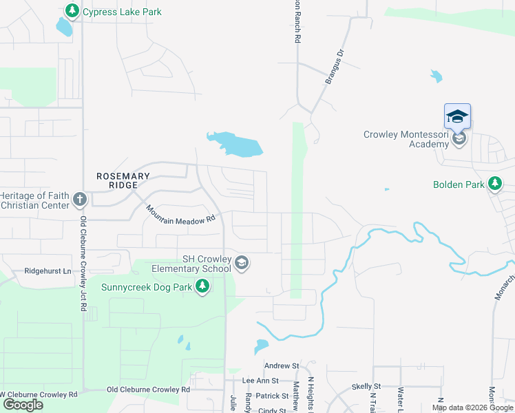 map of restaurants, bars, coffee shops, grocery stores, and more near 903 North Crowley Road in Crowley