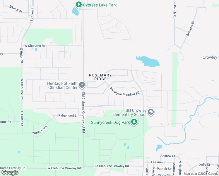 map of restaurants, bars, coffee shops, grocery stores, and more near 4236 Sweet Clover Lane in Crowley