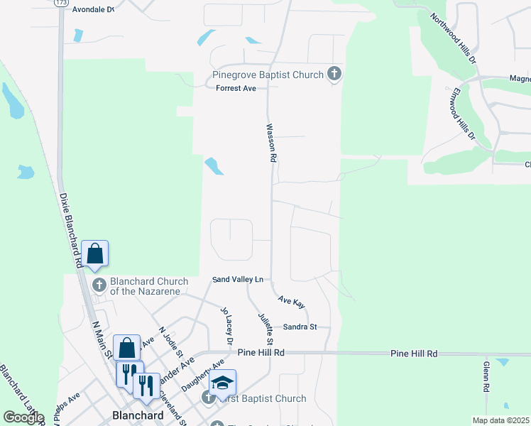 map of restaurants, bars, coffee shops, grocery stores, and more near 7941 Wasson Rd in Shreveport