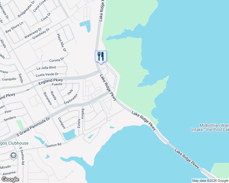 map of restaurants, bars, coffee shops, grocery stores, and more near 7520 Lake Ridge Parkway in Cedar Hill