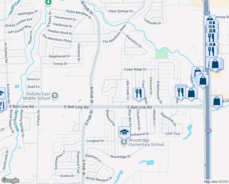 map of restaurants, bars, coffee shops, grocery stores, and more near 824 Summit Drive in DeSoto