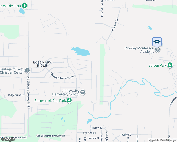 map of restaurants, bars, coffee shops, grocery stores, and more near 903 North Crowley Road in Crowley