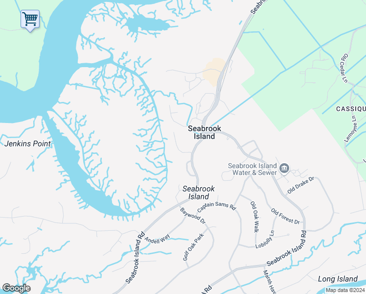 map of restaurants, bars, coffee shops, grocery stores, and more near 1629 Live Oak Park in Seabrook Island