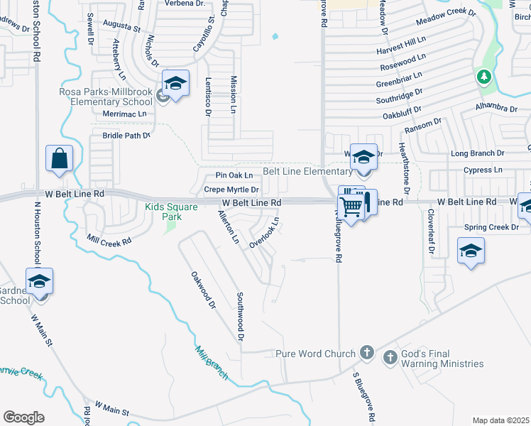map of restaurants, bars, coffee shops, grocery stores, and more near 2005 Parkside Lane in Lancaster