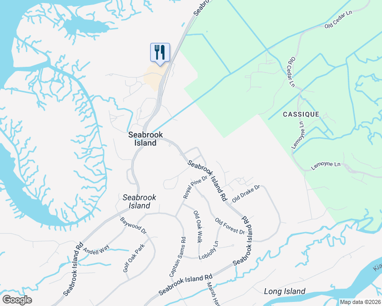 map of restaurants, bars, coffee shops, grocery stores, and more near 4040 Bridle Trail Drive in Seabrook Island