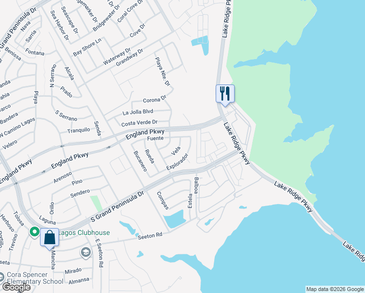 map of restaurants, bars, coffee shops, grocery stores, and more near 2712 Vela in Grand Prairie