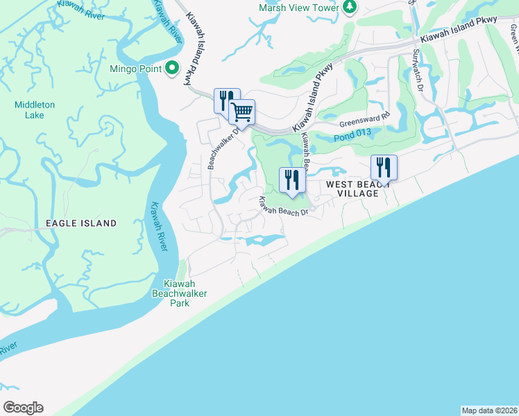 map of restaurants, bars, coffee shops, grocery stores, and more near 1029 Scaup Court in Johns Island
