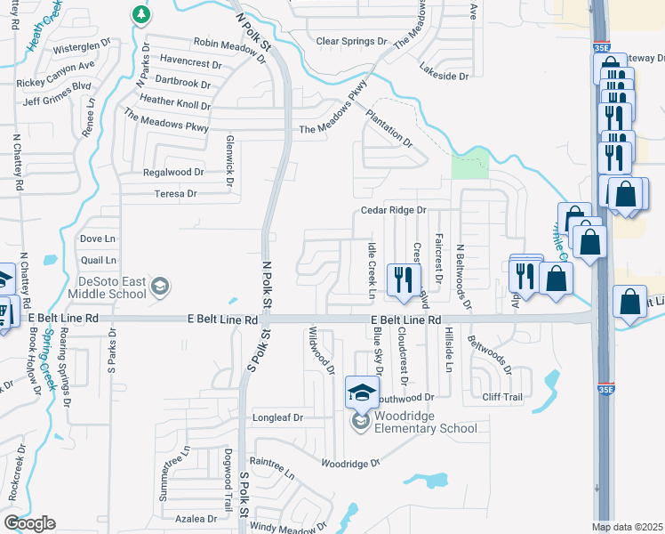 map of restaurants, bars, coffee shops, grocery stores, and more near 824 Summit Drive in DeSoto