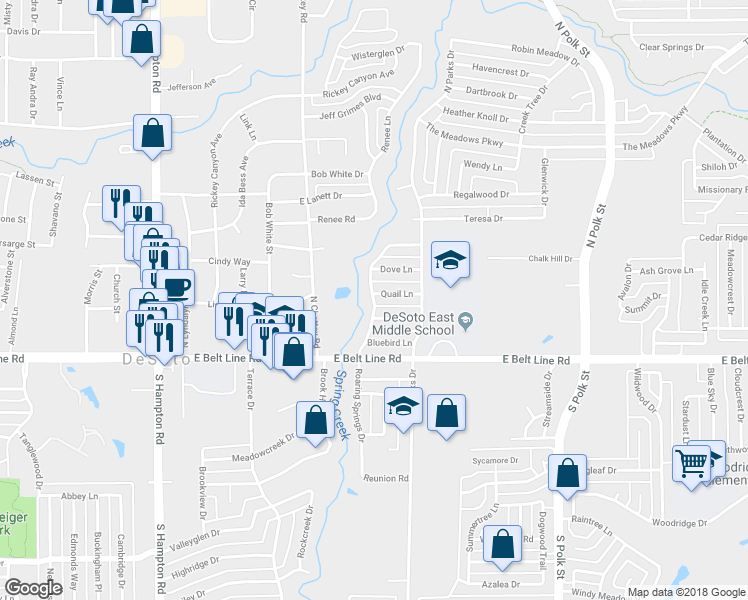 map of restaurants, bars, coffee shops, grocery stores, and more near 219 Jordan Drive in DeSoto