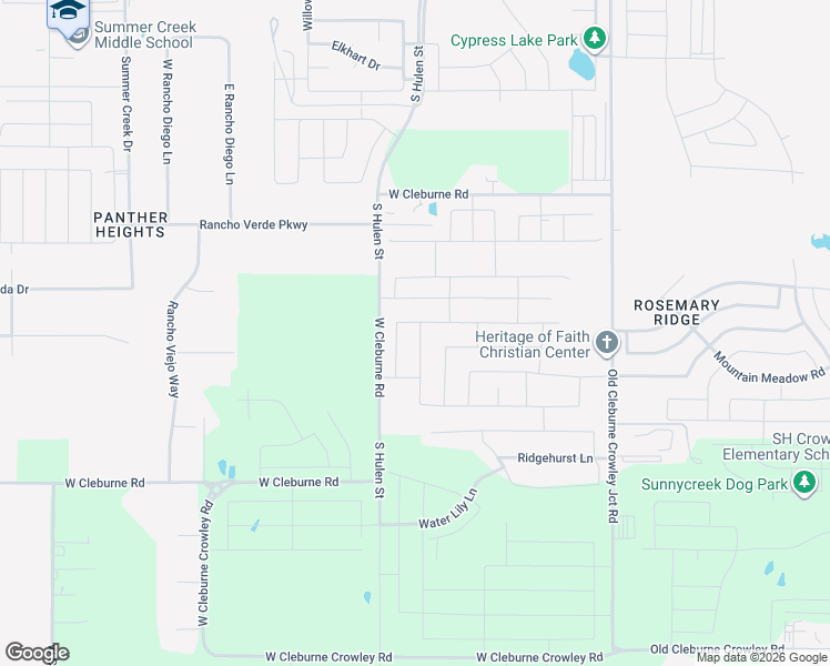 map of restaurants, bars, coffee shops, grocery stores, and more near 10229-10307 West Cleburne Road in Crowley