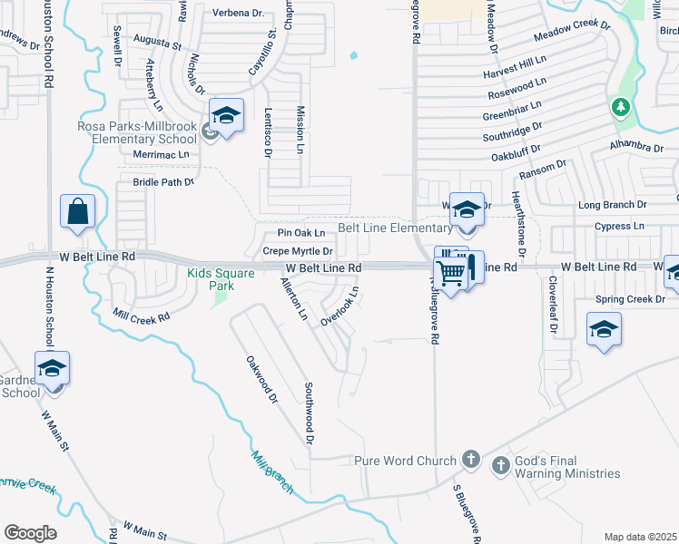 map of restaurants, bars, coffee shops, grocery stores, and more near 2005 Parkside Lane in Lancaster