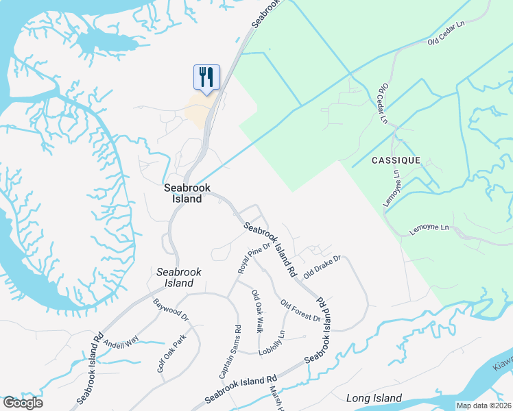map of restaurants, bars, coffee shops, grocery stores, and more near 4040 Bridle Trail Drive in Seabrook Island