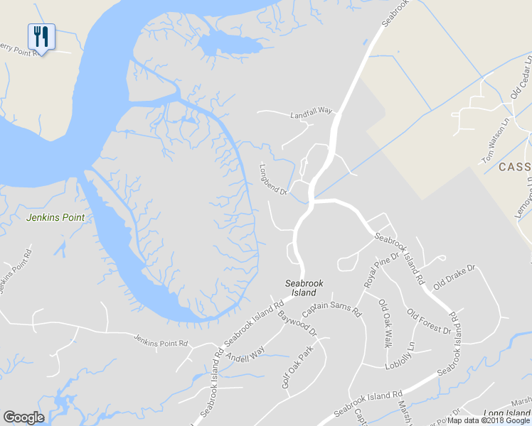 map of restaurants, bars, coffee shops, grocery stores, and more near 1721 Live Oak Park in Johns Island