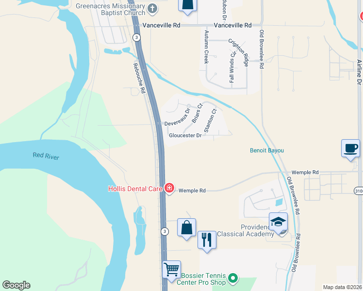 map of restaurants, bars, coffee shops, grocery stores, and more near 4638 Benton Road in Bossier City
