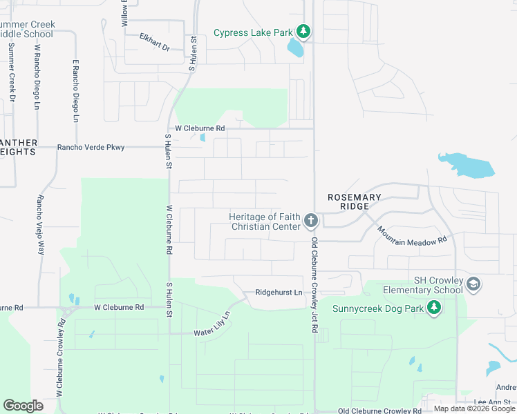 map of restaurants, bars, coffee shops, grocery stores, and more near 10350 Old Cleburne Crowley Junction in Crowley
