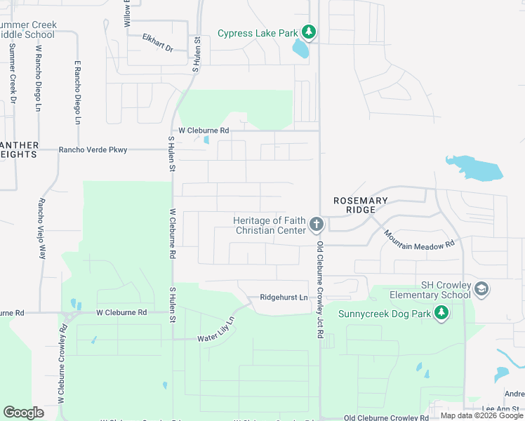map of restaurants, bars, coffee shops, grocery stores, and more near 10350 Old Cleburne Crowley Junction in Crowley