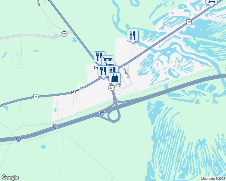 map of restaurants, bars, coffee shops, grocery stores, and more near 38 West Street in Minden