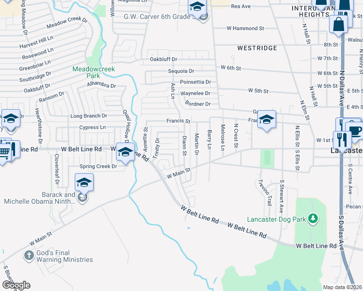 map of restaurants, bars, coffee shops, grocery stores, and more near 125 Diann Street in Lancaster