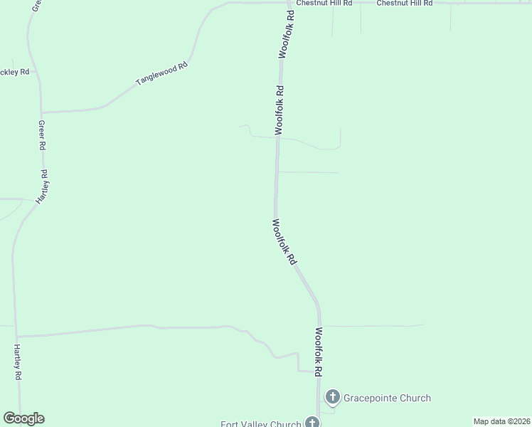 map of restaurants, bars, coffee shops, grocery stores, and more near 1399 Woolfolk Road in Fort Valley