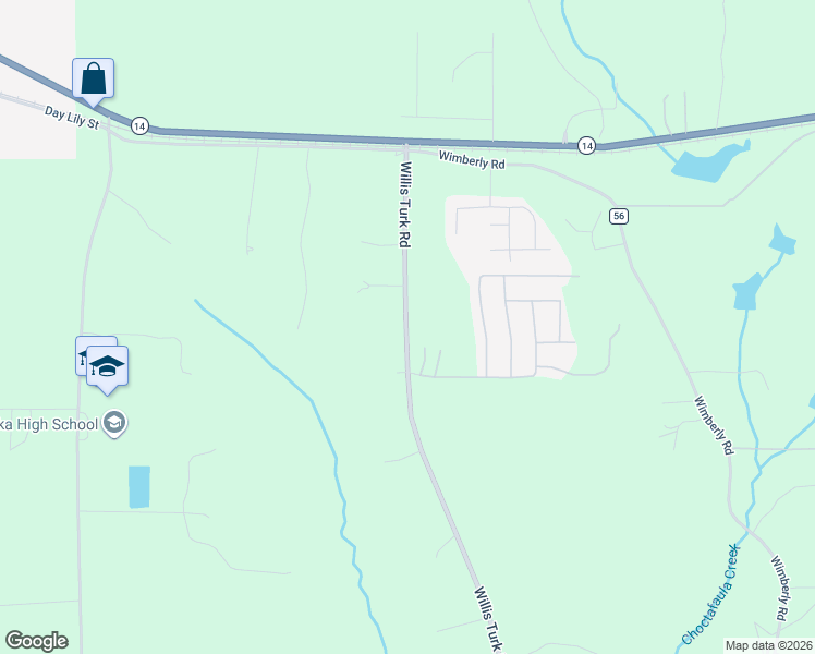 map of restaurants, bars, coffee shops, grocery stores, and more near 412 Willis Turk Road in Auburn
