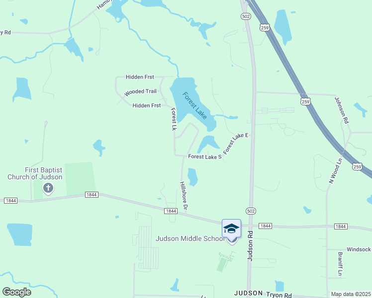 map of restaurants, bars, coffee shops, grocery stores, and more near 133 Hillshore Circle in Longview