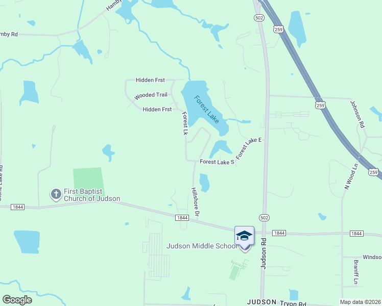map of restaurants, bars, coffee shops, grocery stores, and more near 5206 West Forestlake in Longview